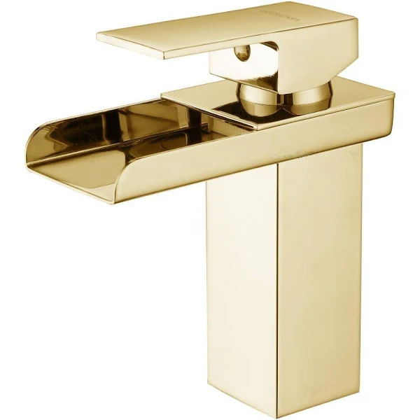 TORNEIRA MONOCOMANDO CASCATA BAIXA CALHA METALICA - DOURADO